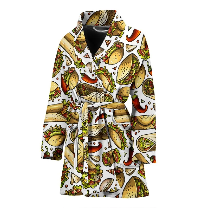 Pattern Print Taco Pattern Print Women Long Robe