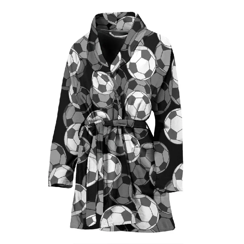 Soccer Pattern Print Women Long Robe