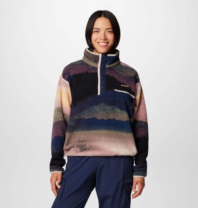 Women's Helvetia II Printed Cropped Half Snap Pullover - Collegiate Navy Dolomites