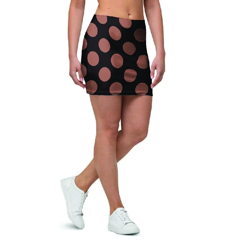 Black Brown Polka Dot Mini Skirt