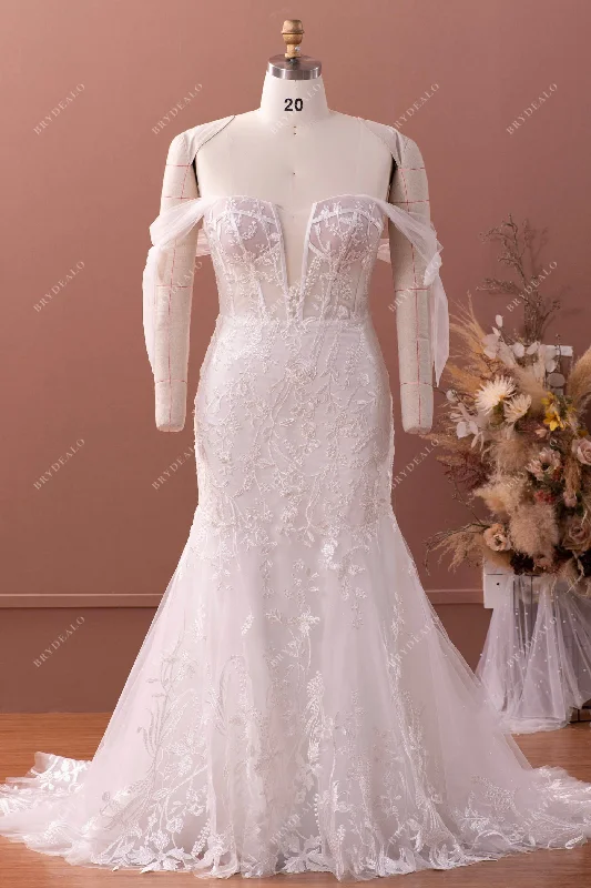 Designer Plus Size Corset Off Shoulder Wild Lace Mermaid Bridal Dress