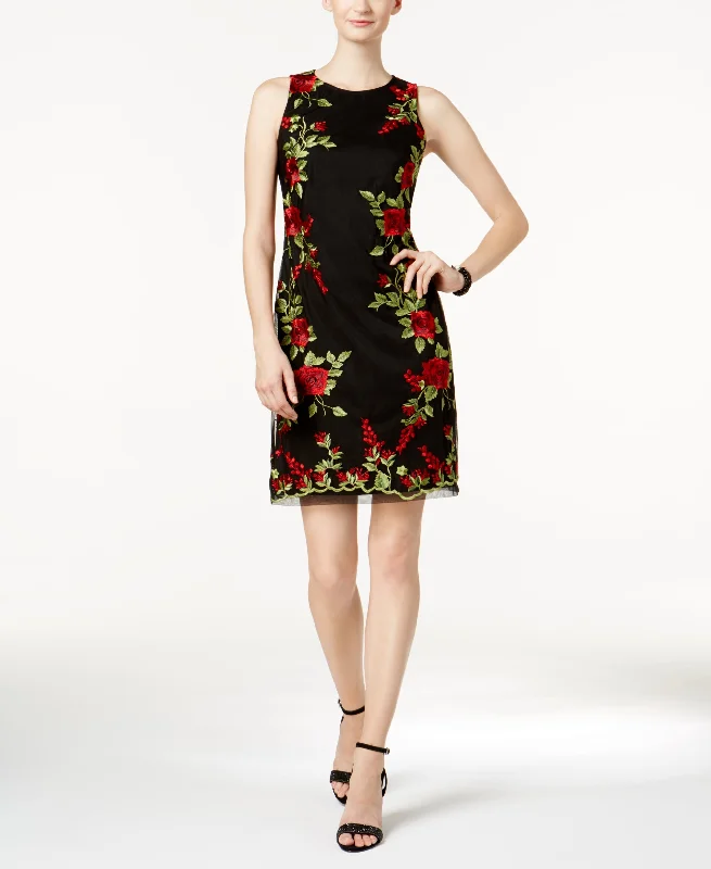 Floral-Embroidered Mesh Dress