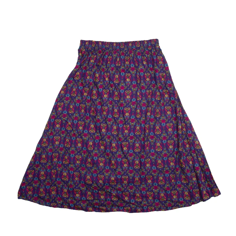 LE DAMOR Long Straight Skirt Purple 90s Floral Womens M