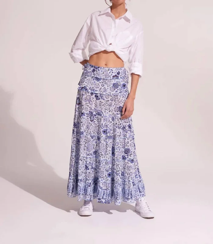 Long Skirt Camila in Blue Pensee