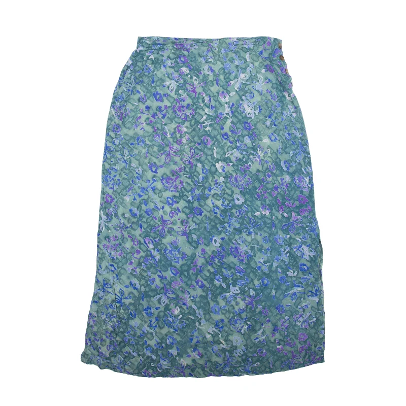 NOMADIC TRADERS Long Straight Skirt Blue 90s Crazy Pattern Womens M