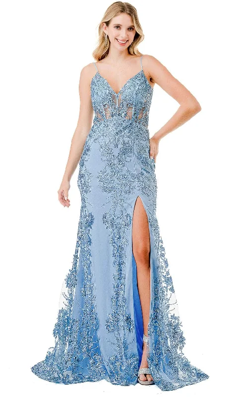 Aspeed Design L2864W - Illusion Corset Sequin Evening Gown