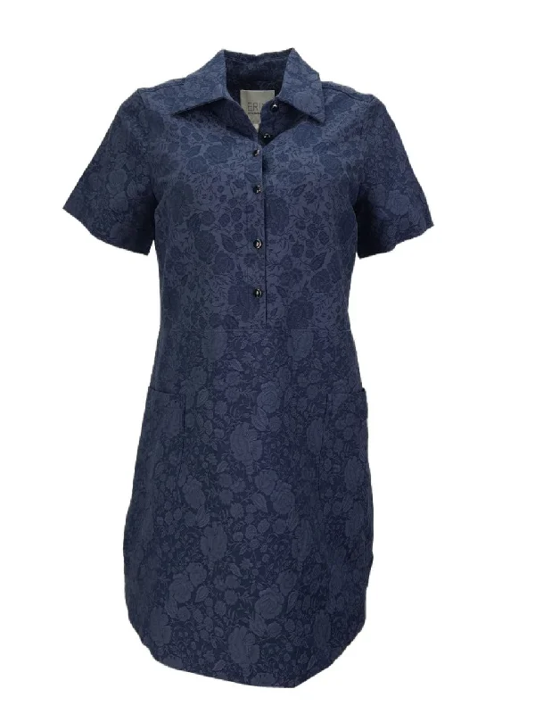 ERIN Women's Blue Embroidered Denim Dress #60819527640 4 NWT