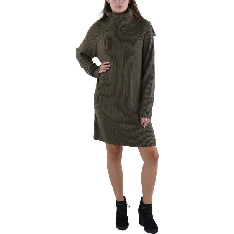 French Connection Womens Above Knee Ribbed Sweaterdress