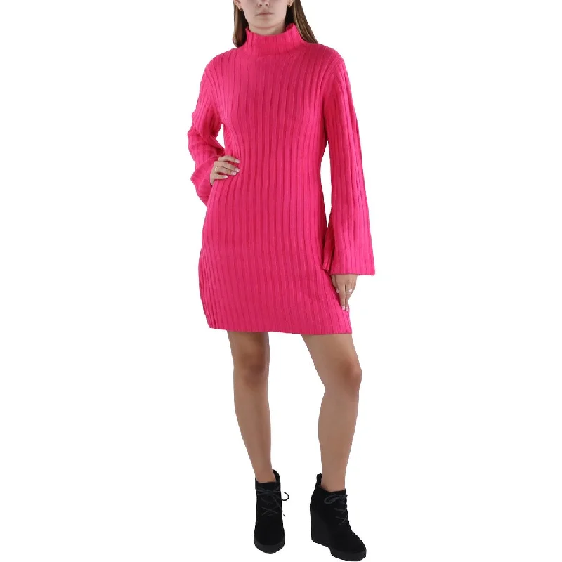 French Connection Womens Above Knee Ribbed Sweaterdress