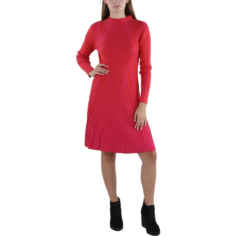 French Connection Womens Ribbed Above Knee Sweaterdress