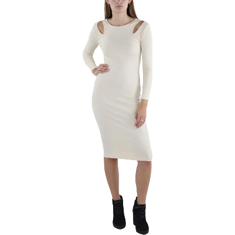 French Connection Womens Ribbed Knee Length Sweaterdress