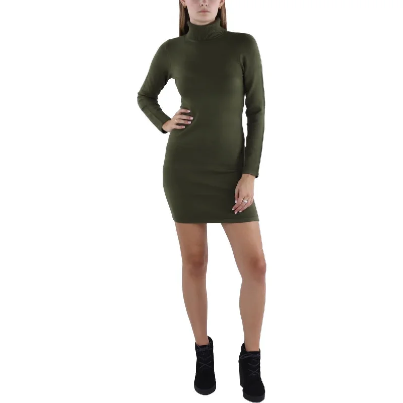 French Connection Womens Ribbed Trim Above Knee Sweaterdress