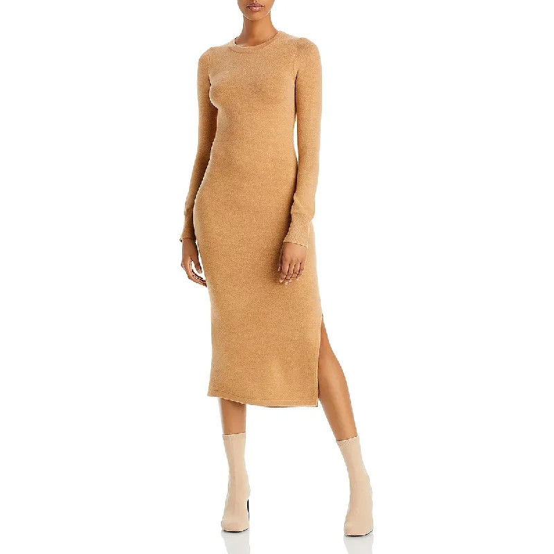 French Connection Womens Ribbed Trim Mid Calf Sweaterdress