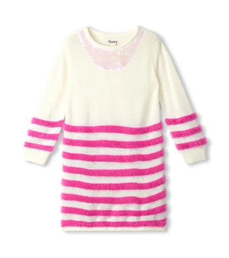 Rose Violet Stripe Sweater Dress